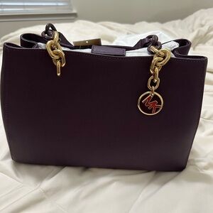 NWT Michael Kors Cynthia Saffiano Leather Satchel- Medium, Color: Damson